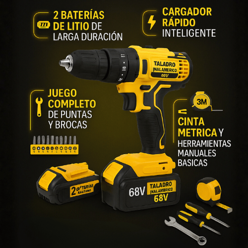 Nuevo Taladro Inalambrico 68V Dewalt 50% OFF + GRATIS Kit de 34 Herramientras y Envío🚨