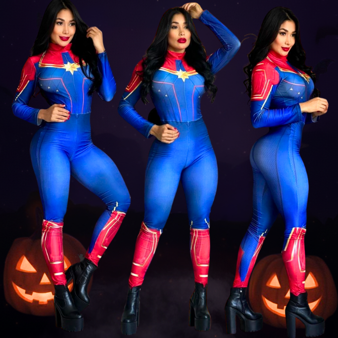 Nuevo Enterizo Super Heroína Vive Halloween como una Estrella con 50% OFF