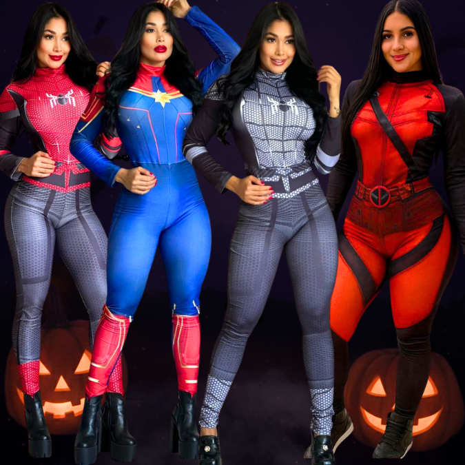 Nuevo Enterizo Super Heroína Vive Halloween como una Estrella con 50% OFF