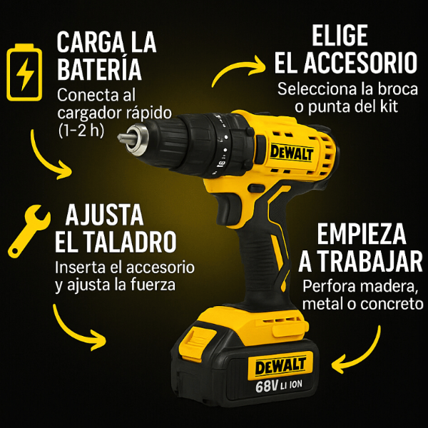 Nuevo Taladro Inalambrico 68V Dewalt 50% OFF + GRATIS Kit de 34 Herramientras y Envío🚨