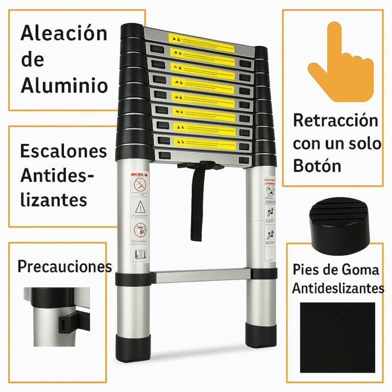 Nueva Escalera Telescopica en Aluminio + 50% OFF + Envío GRATIS🔥