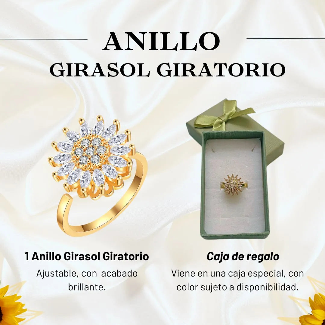 Anillo Giratorio Luz de Sol con baño de Oro 24K ¡30% OFF + Estuche de Lujo y Envío GRATIS!