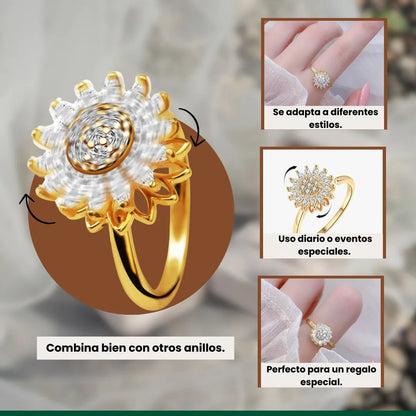 Anillo Giratorio Luz de Sol con baño de Oro 24K ¡30% OFF + Estuche de Lujo y Envío GRATIS!
