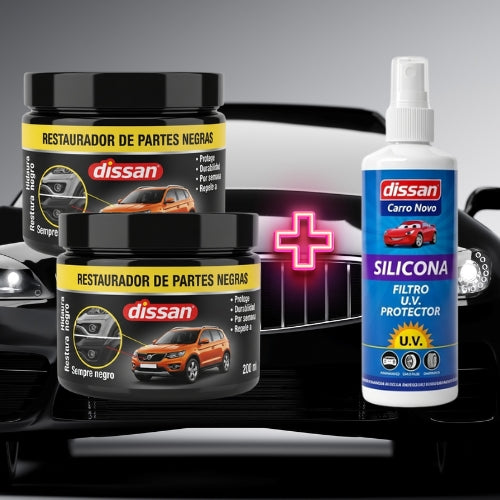 Kit Restaurador de Partes Negras, Tu carro no tiene por qué verse viejo Hoy 50%OFF + Silicona filtro UV GRATIS