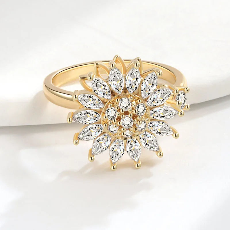 Anillo Giratorio Luz de Sol con baño de Oro 24K ¡30% OFF + Estuche de Lujo y Envío GRATIS!